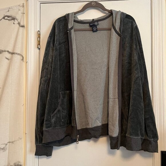 Venezia Jeans Brand Grey Velvet Jacket Size 26/28 - Picture 2 of 8